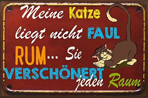 

Means Cat Theme Metal Tin Sign 8x12 Inch Home Kitchen Garage Decor Retro Tin Sign