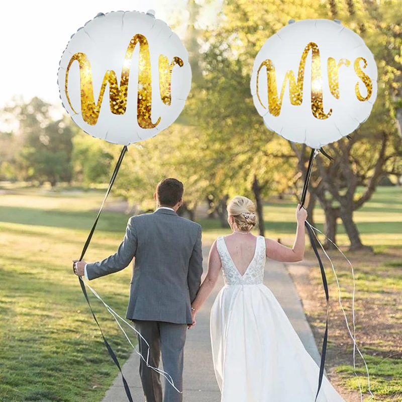 Gold Glitzer Druck Mr & Mrs LOVE Folienballons Set Braut in spe Hochzeit Valentinstag Luftballons Zubehör Hochzeitsdekorationen – Detail 2