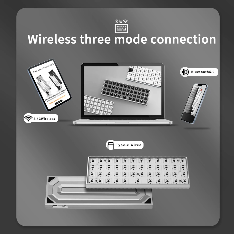 Chosfox Geonix48 Rev.2 Low Profile Keyboard Three Mode Portable