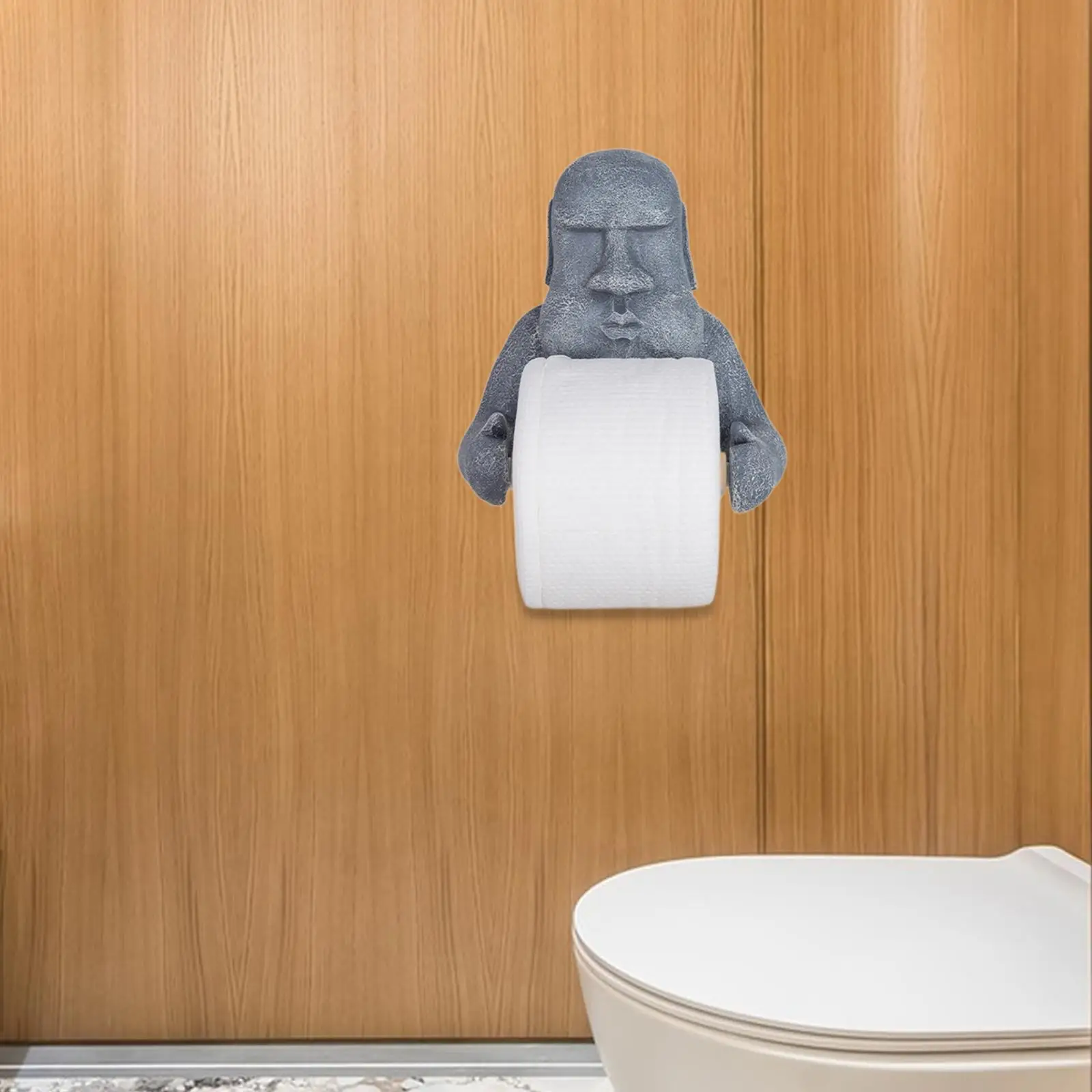Moai Statue Toilet Paper Holder Storage Rack Organization Wall Mount Bathroom Decor for Washroom Hotel Office Bathroom Home
