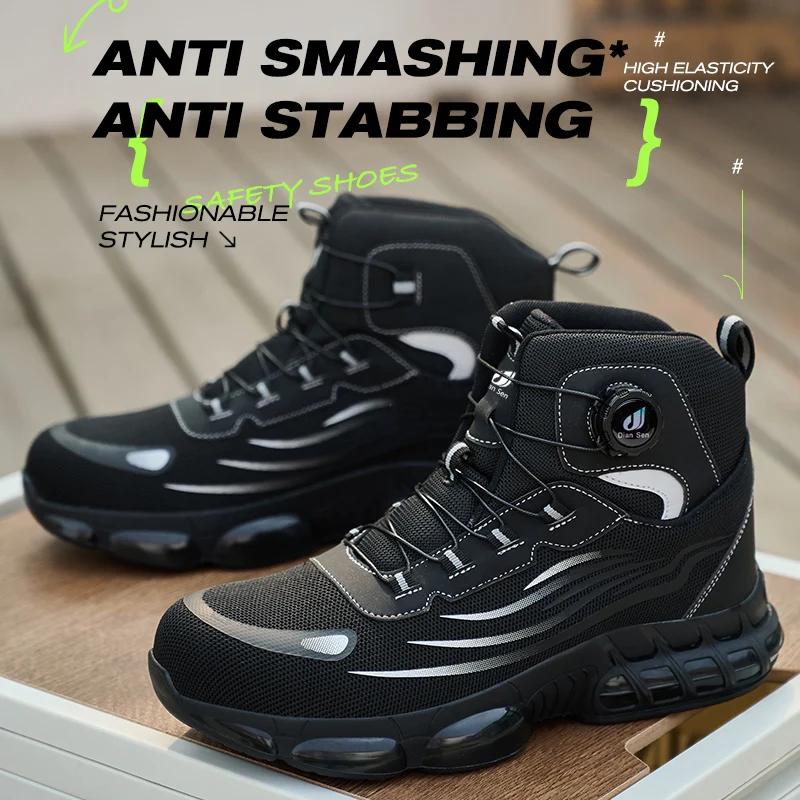 Dian Sen Drehknopf-Sicherheitsschuhe Herrenstiefel Antistatisch Durchtrittschutz Stahlkappe Sicherheitsarbeitsschuhe Atmungsaktive Arbeitsstiefel ﻿ – Detail 3