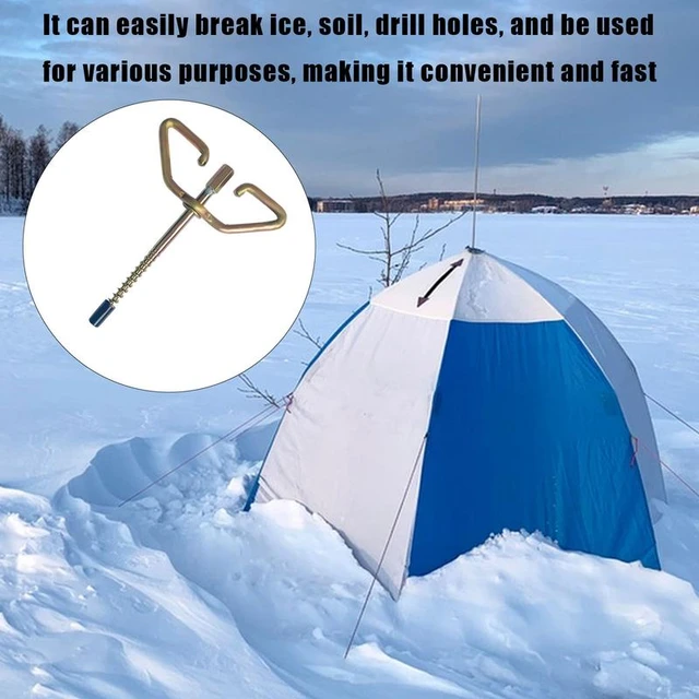 Electric Ice Fishing Anchors Tool Inverted Triangle Ice Stakes for Ice  Fishing Shelter Tent Stakes Ice Nail Ground Nail with Drill Socket, 2 Pack