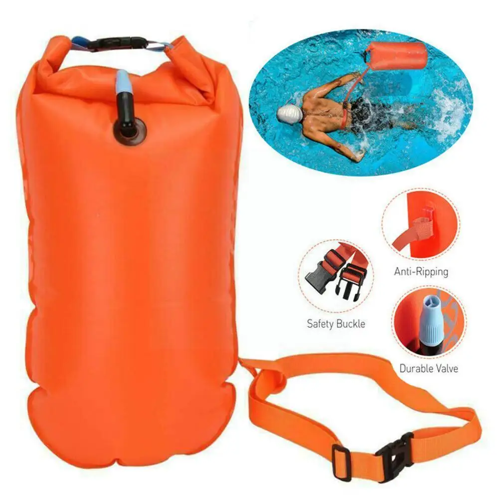 1pc Inflatable Open Swimming Buoy Tow Float Dry Bag Double Bag With Waist Belt For Swimming Water Sport Storage Safety X9e6 for clio 4 armrest box double doors open 7usb centre console storage box arm rest