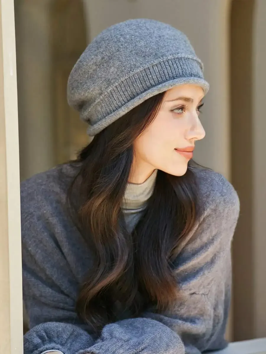 Women's Beret Hat Elegant Autumn Winter Warm Painter Style_voghion.com