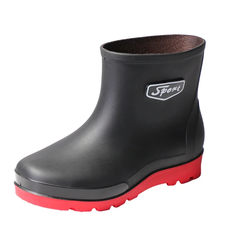 New Rain Boots Men's Waterproof Shoes Drawstring Top Thick Rain Boots Winter Integrated Fleece-lined Non-Hardening Fishi...