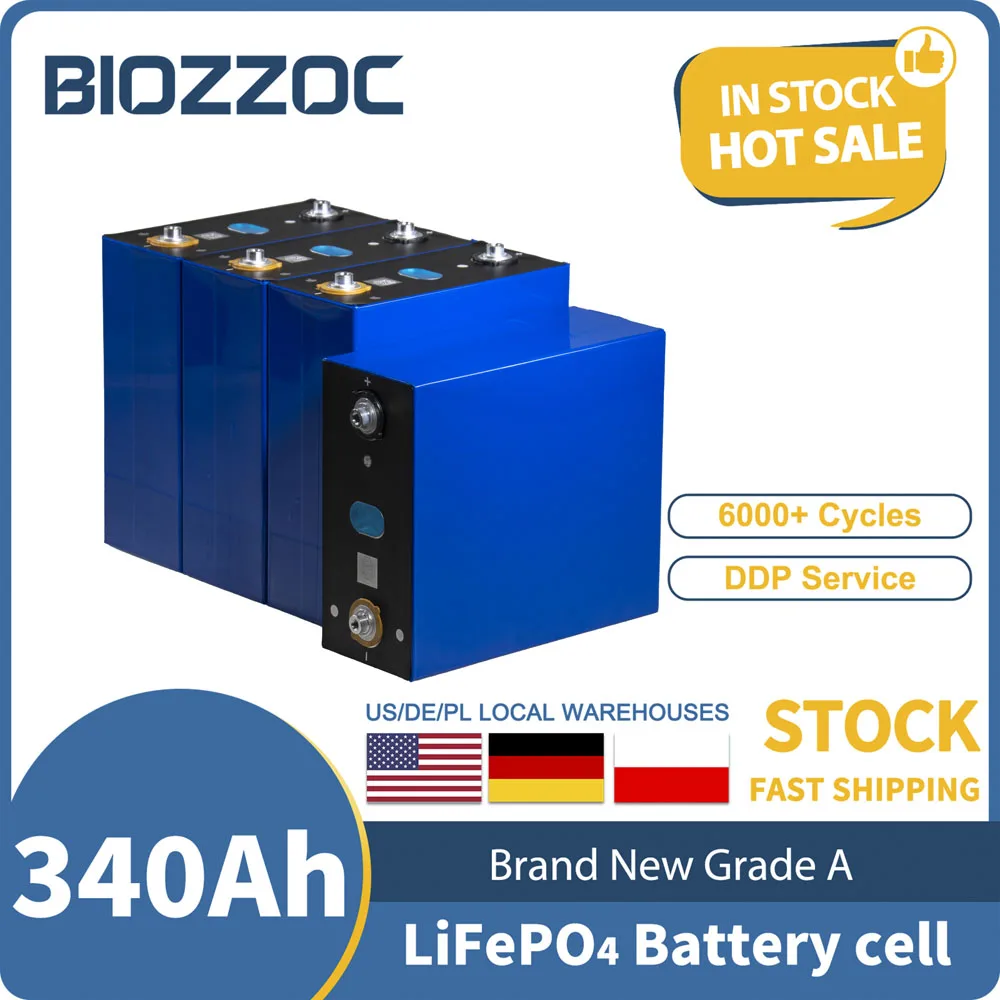 

2/4/8/16/24/32/48PCS Grand New Grade A 3.2V 340Ah LiFePO4 Battery Cell Rechargeable Lithium Iron Phosphate Batterie with QR Code