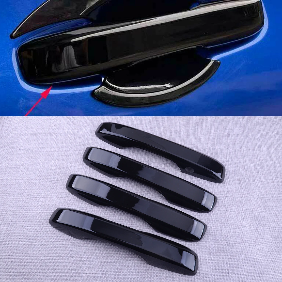 

Car Exterior Front Rear Left Right Side Door Handle Cover Trim Set Keyless Entry Glossy Black ABS Fit for Honda Civic 11th 2022