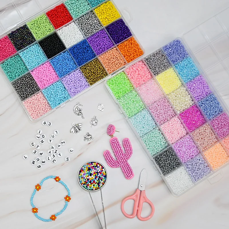 20000pcs 2mm 12/0 Glass Seed Beads For Jewelry Making Supplies Kit Bracelets Necklace Making Kits Alphabet Beads DIY Art Craft