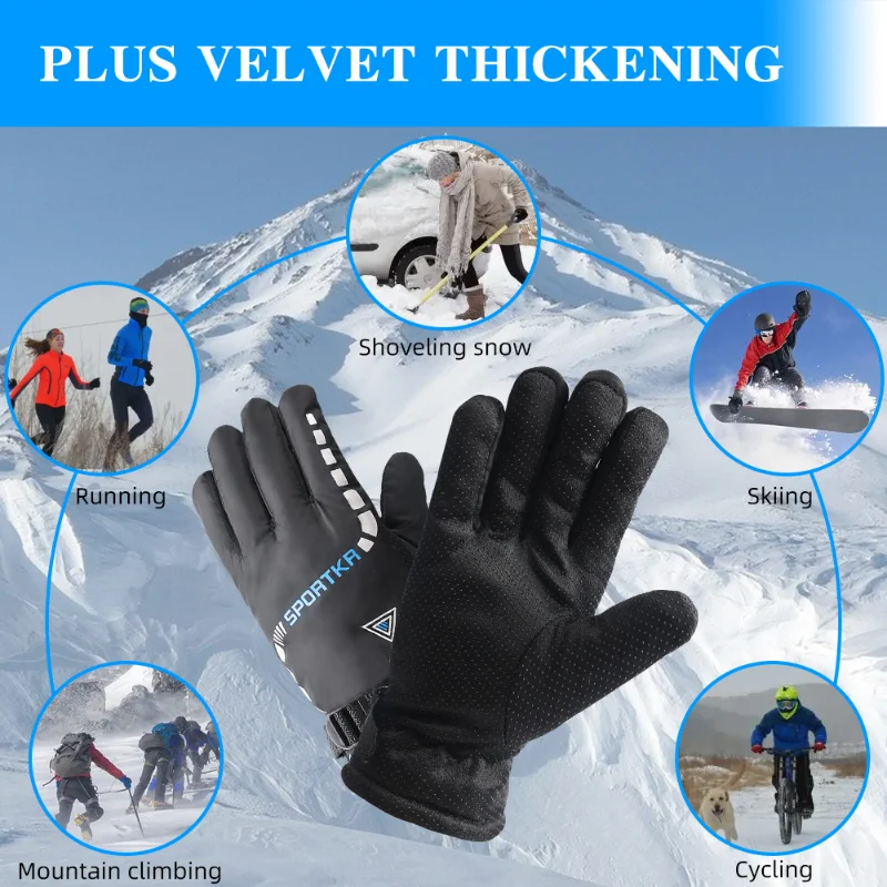 Winter Cycling Gloves Men Outdoor Waterproof Skiing Riding Hiking Motorcycle Warm Mitten Gloves Unisex Thermal Sport Gloves 4