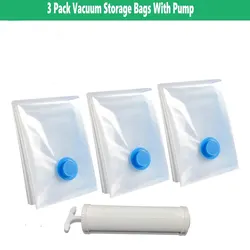 Space-Saving Vacuum Storage Bags with Travel Hand Pump - L 60X80CM (3pack Bags with pump)