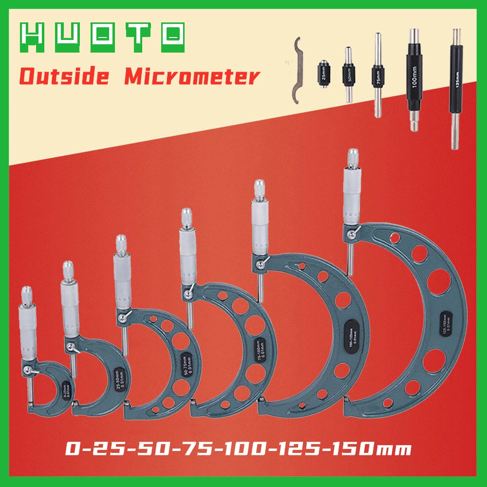 0150mmOutsideMicrometerSetRatchetStopType0100mm025mm2550mm