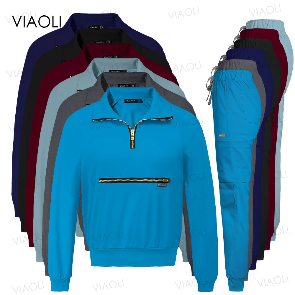 

Jogging Jacket Pocket Trousers Medical Uniforms Doctor Scrub Set Nurse Accessories Surgical Uniform Women Dental Clinic Workwear