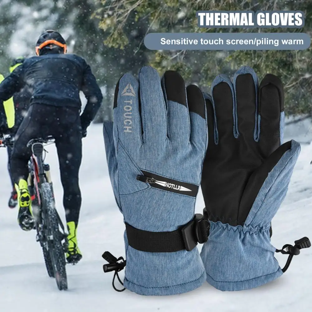 Ski Gloves 1 Pair Exquisite Drawstring Closure Breathable  Cold Weather Warm Gloves for Outdoor