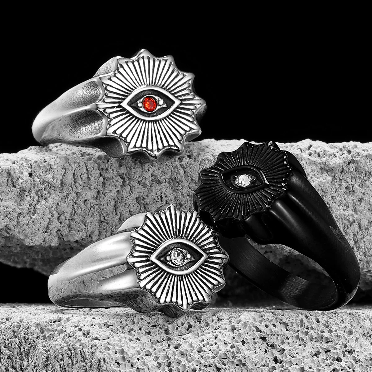 

Masonic Illuminati Eye Men Rings Stainless Steel Women Jewelry Vintage Punk Rock Cool Stuff Fashion Accessories Gift Wholesale