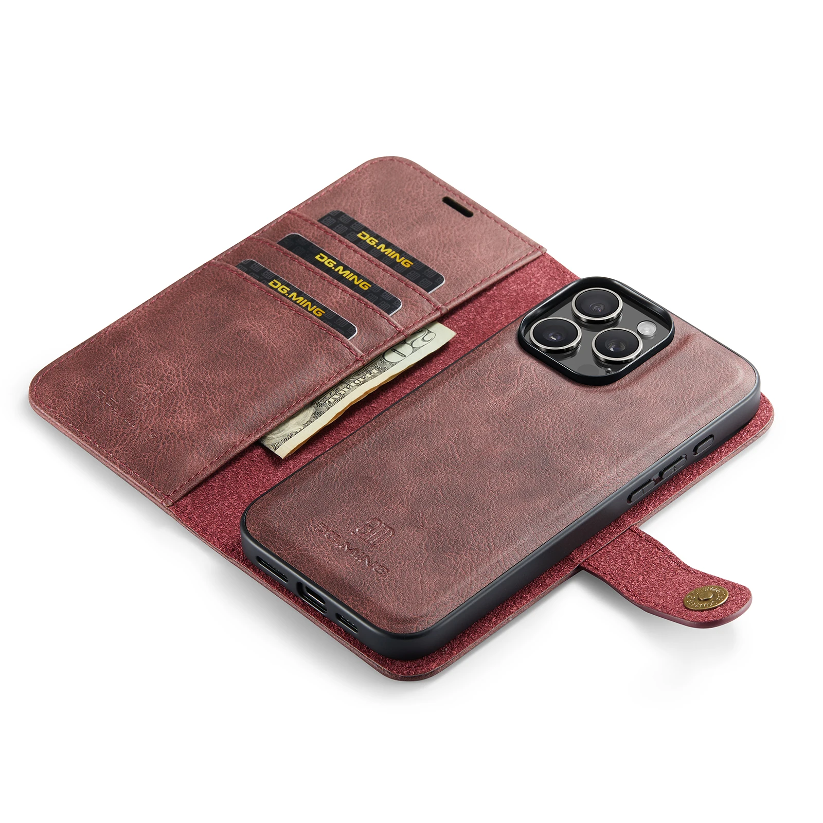 Magnetic 2-in-1 Detachable Leather Wallet Case with 3-Card Flip Cover