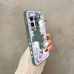 Floral Bear Liquid Silicone Phone Case - OnePlus 10R (Dark Green)