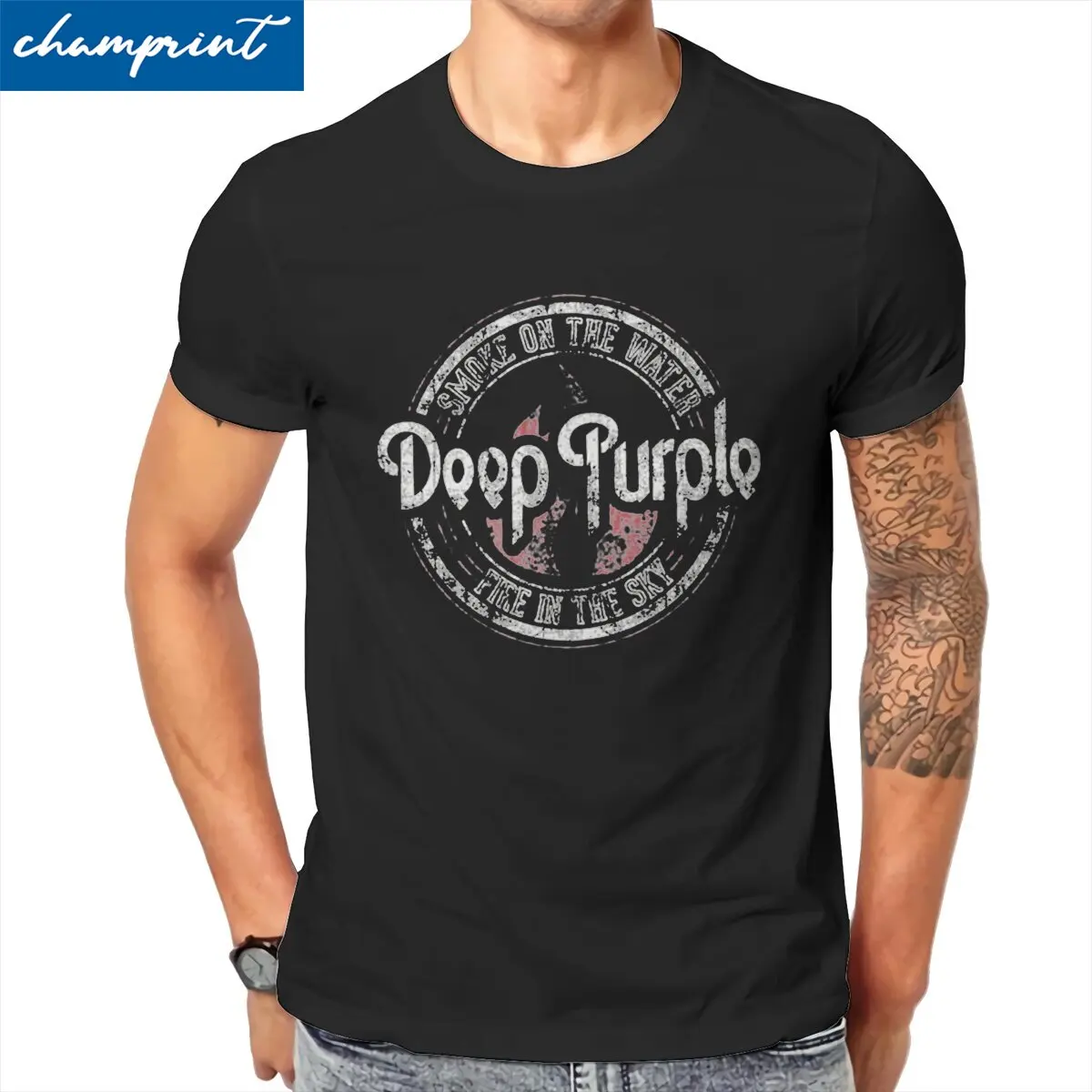 Deep Purple English Rock Band Magliette Da Uomo Album Machine Head Smoke Song On The Water Novità Tees Cotton Plus Size Abbigliamento