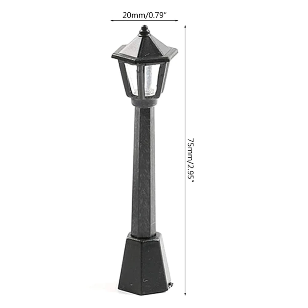4Pcs Street Post Lights Model Railway Train Lamp Post Lights Miniature Village Pathway Lantern Post for DIY Dollhouse 6