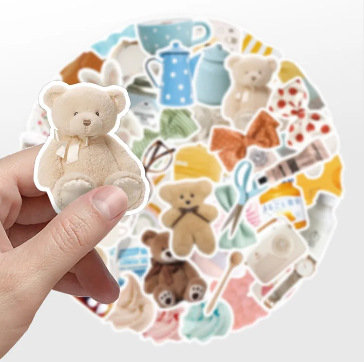 

50/100 Pieces/pack Of Cute Bear S Laptop Sticker Phone Book Sticker For Kids Student Cup Luggage Bow Sticker