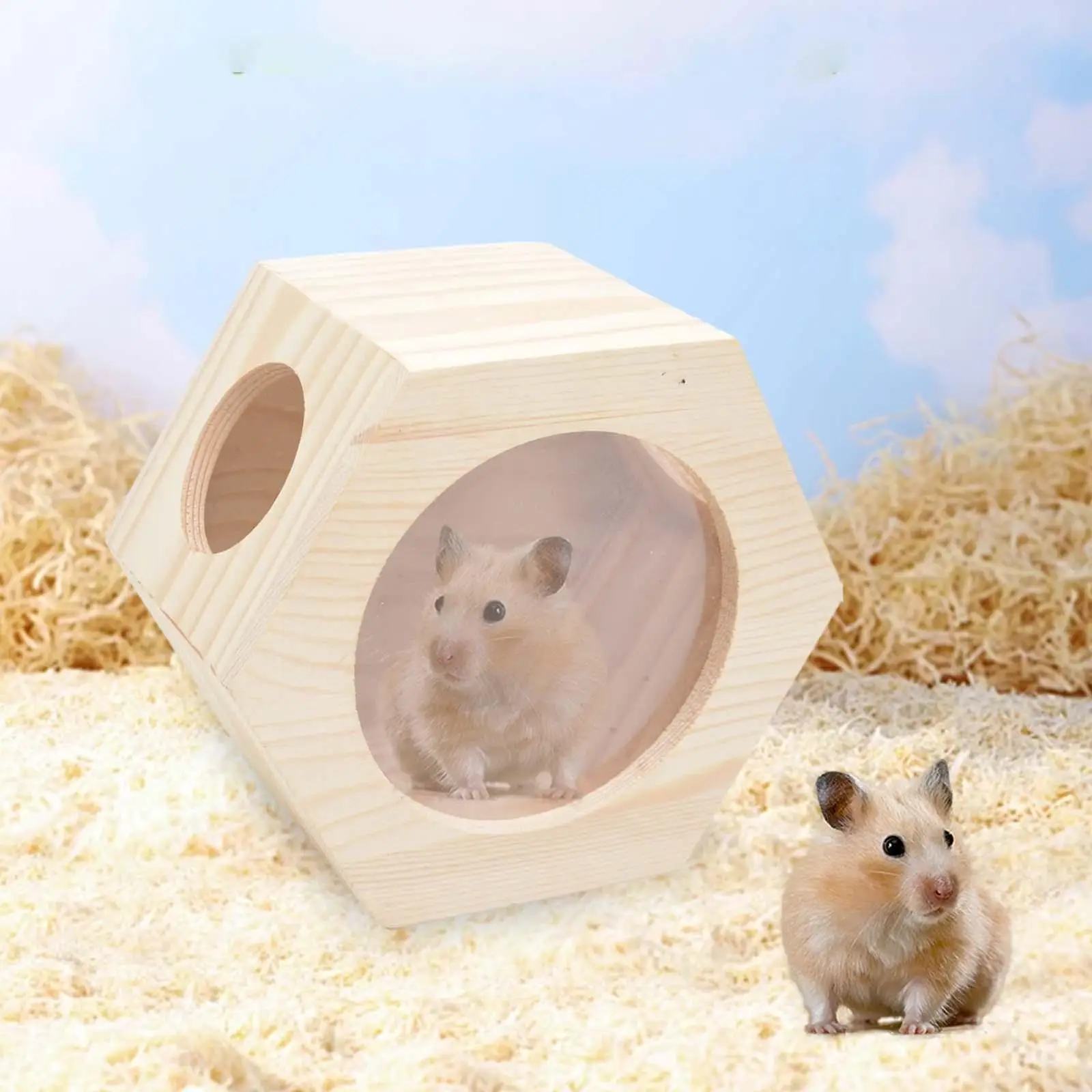 Wooden Hamster House Sleeping Bed Habitats Maze for Mouse Rat Dwarf Hamster