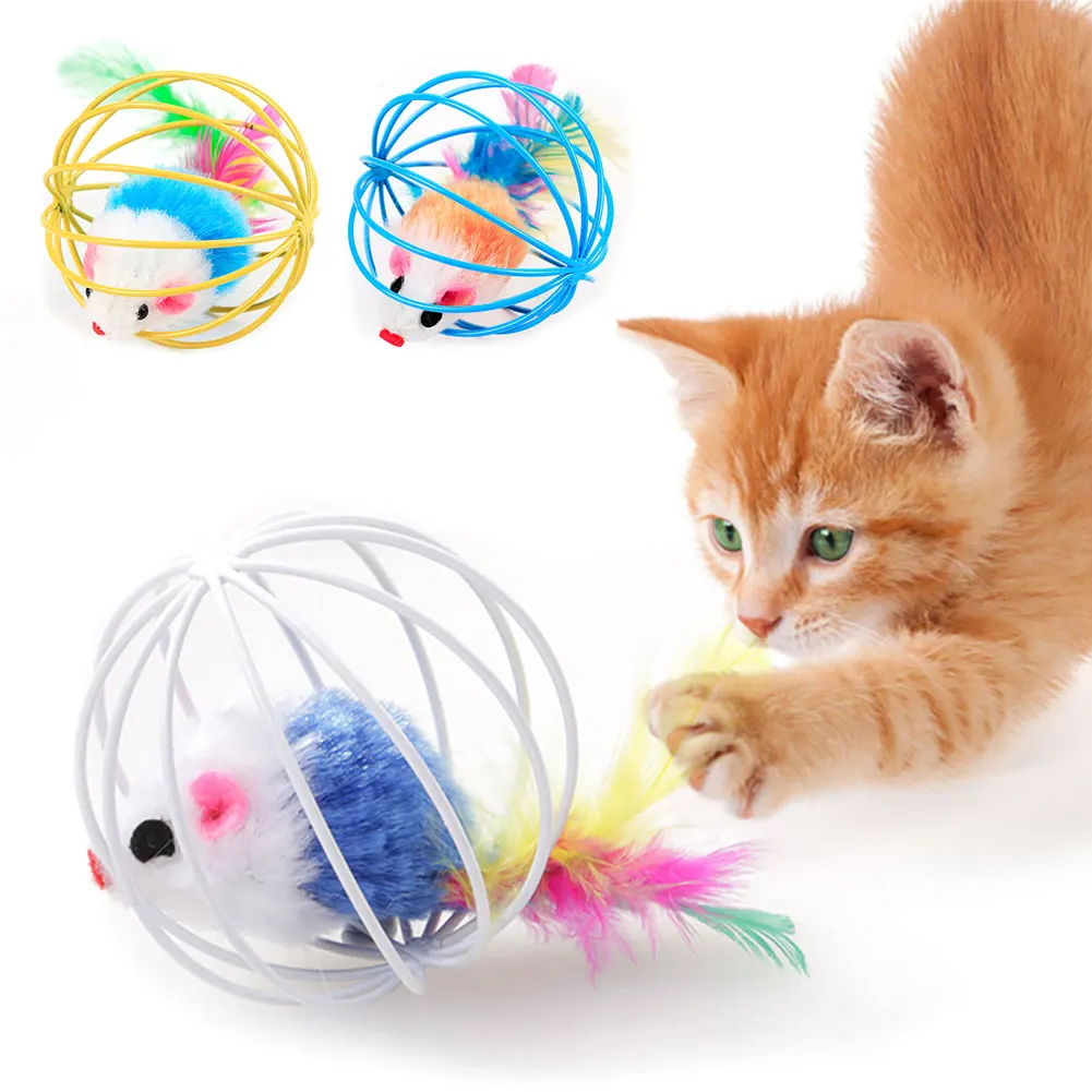 

1pc Cat Toy Stick Feather Wand With Bell Mouse Cage Toys Plastic Artificial Colorful Cat Teaser Toy Pet Supplies Random Color