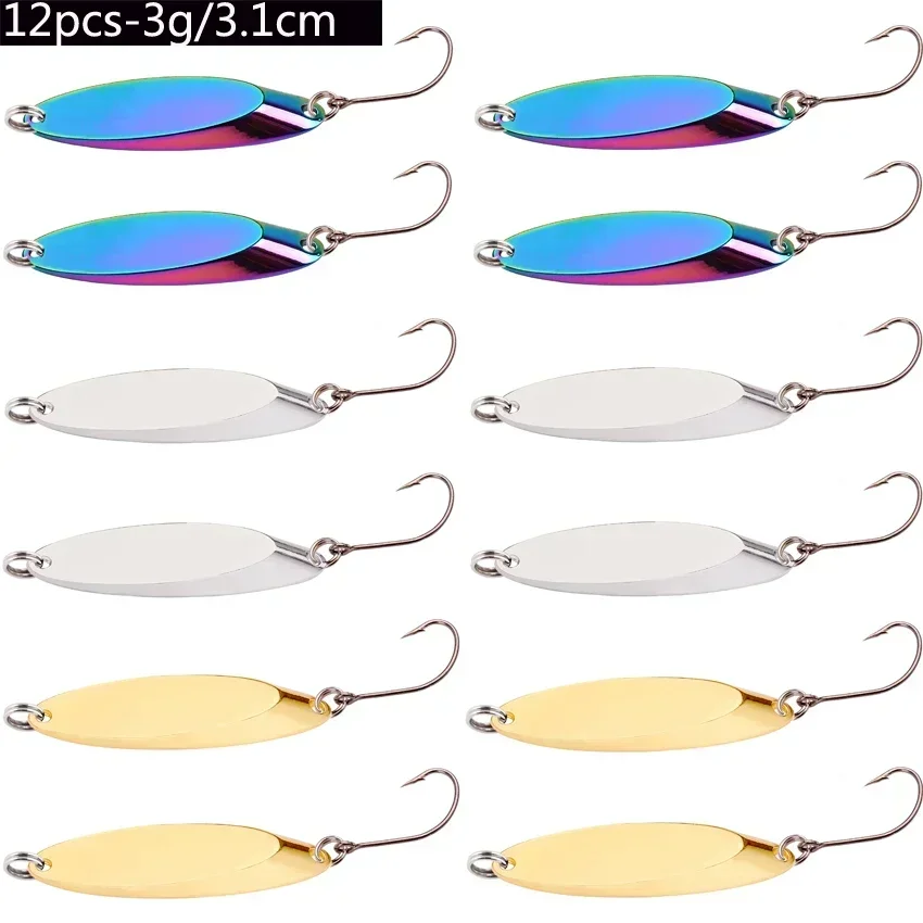 12pcs Metal Spinner Spoon Fishing Lures 1.5g–56g 5
