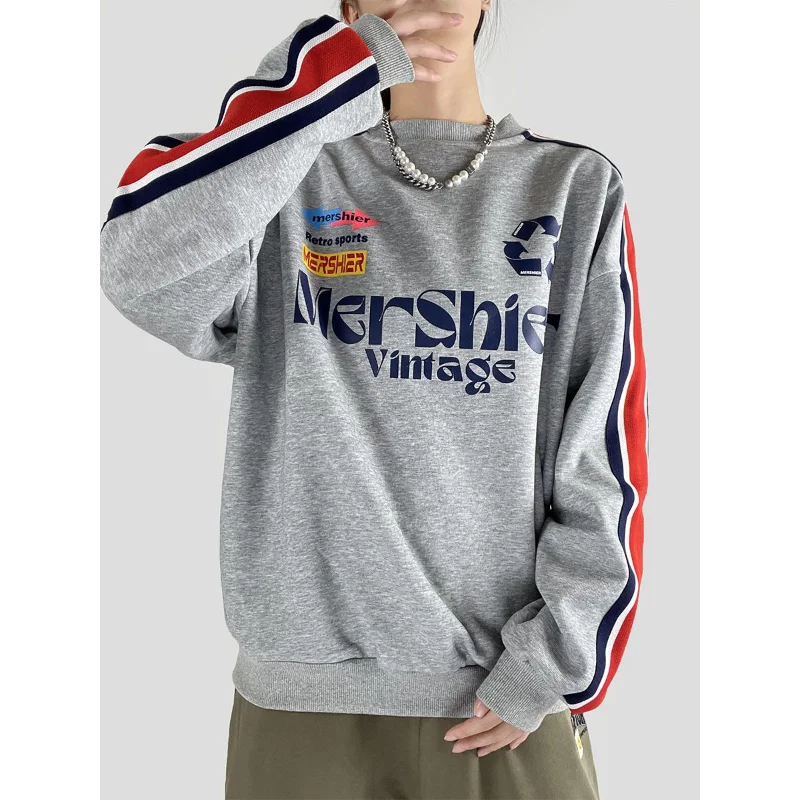 

HOUZHOU Vintgae Y2k Sweatshirt Women Hippie Streetwear Oversized Gray Hoodie Kpop Korean Fashion Pullover Harajuku Couple Autumn