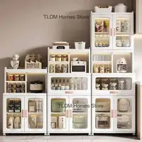 ตู้เก็บของในครัวสไตล์นอร์ดิกมินิมอล ตู้เก็บของในครัวสำหรับเตาอบ ตู้เก็บของในครัวสำหรับเครื่องใช้ในครัว ตู้ไมโครเวฟแบบตั้งพื้น 3