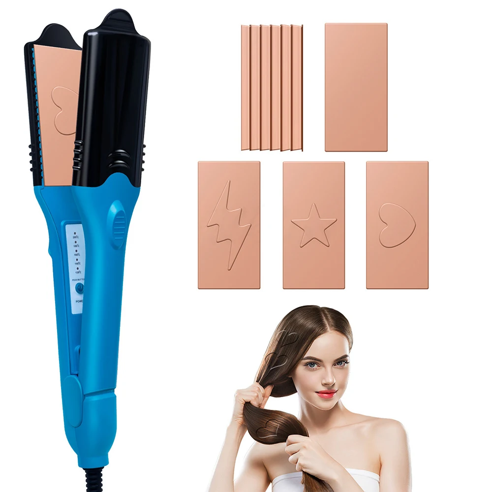 DIY 3D Print Pattern Titanium Plate Hair Straightener Crimping Flat Iron Comes with 5 Different Plates Star Lightning Bolt Heart кабель dorten lightning to usb cable flat series 1 м blue