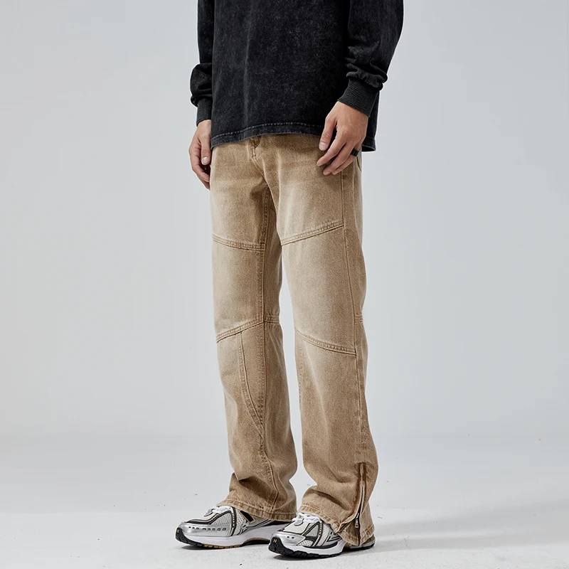 

Men's Trendy Jeans 2023 Autumn New Loose Straight Leg Khaki Pants American High Street Tide Brand Retro Casual Wide-Leg Trousers