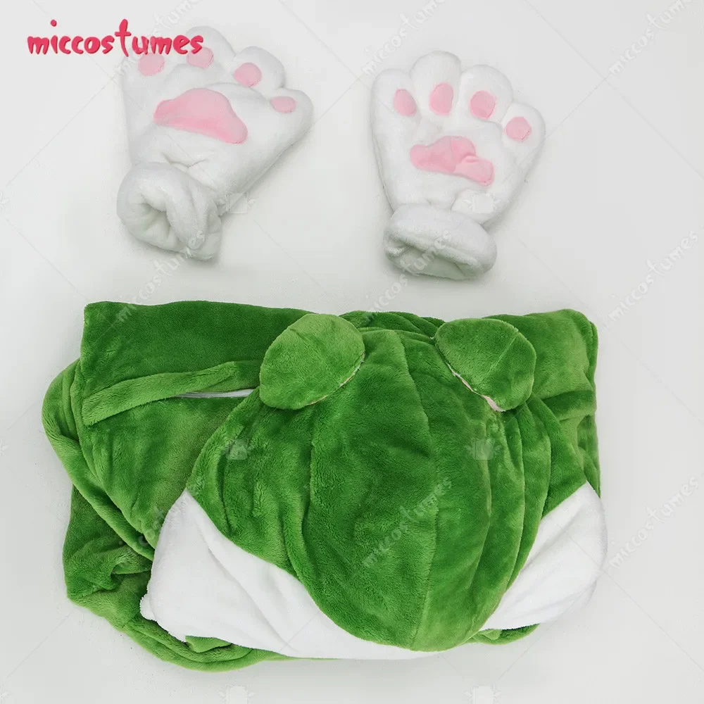 Miccostumes Unisex Game Brother Derivative Onesie Pajama Halloween Green Cat Onesie Homewear Kigurumi Hooded Loungewear Costume