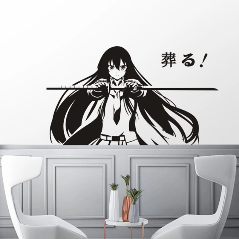Akame ga KILL! Наклейка на стену, виниловая стеклянная наклейка, Декор для дома, декоративное украшение, аниме автомобиль
