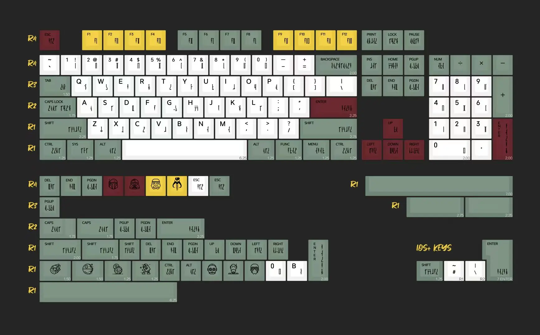 Gmk Starwar Boba Fett Teclas Pbt Dye-subbed à Prova de Luz Cereja Perfil Caps Chave 1.75u 2u Shift para 61 64 68 84 Set - Imagem 4