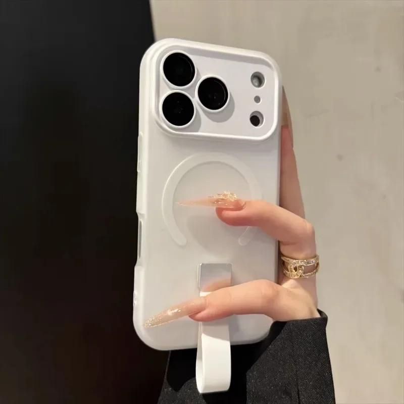 Magnetic Silicone Phone Case Grip with Finger Strap - Soft Protective Cover