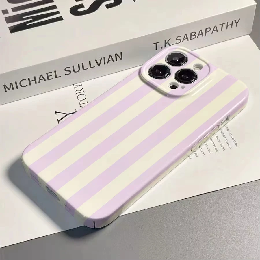LALA Pastel Purple Stripe Glossy Film Phone Case