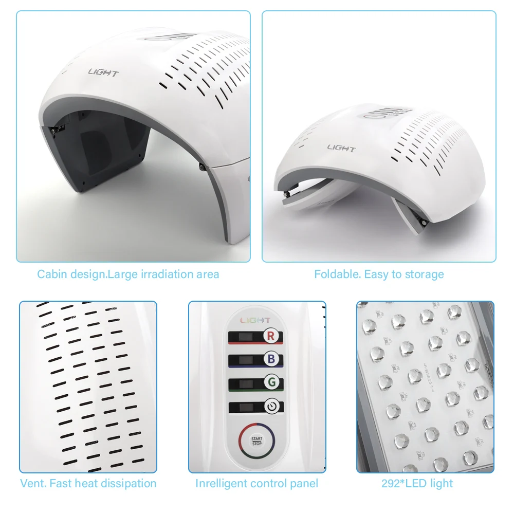 7 Color Upgraded Version Foldable LED Photon Light Therapy Facial Device Skin Rejuvenation Acne Remover Wrinkle Beauty Machine