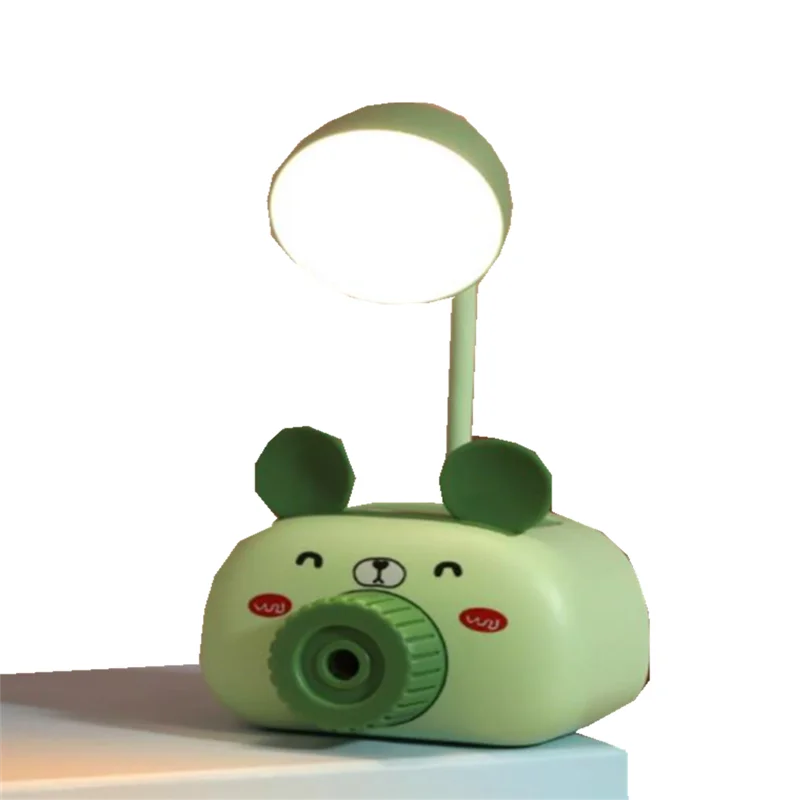 Newest!!! Cartoon USB Rechargeable Lamps Storage Box Night Light LED Pencil Sharpener Small Table Lamp