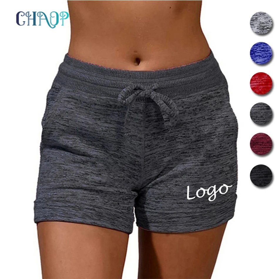 

Custom Logo Summer Women's Shorts Diy Printing Drawstring Elastic High Waist Fitness Sports Leggings Training Female Sweatpants