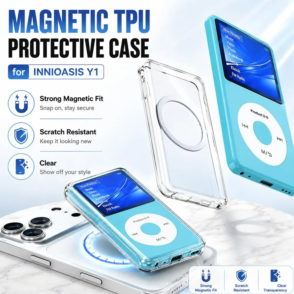 INNIOASIS Y1용 자기식 TPU 보호 케이스 휴대용 MP3 플레이어 보호 커버