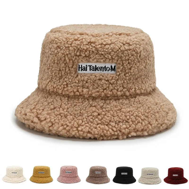 Lambswool Unisex Winter Bucket Hat with Embroidered Lettering