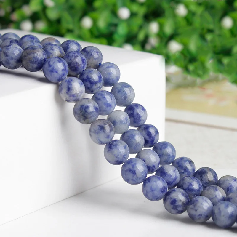 

1 Strand 35cm Natural Blue Spots Stone Round 4mm 6mm 8mm 10mm 12mm Beads For Jewelry Making DIY Bracelet Findings
