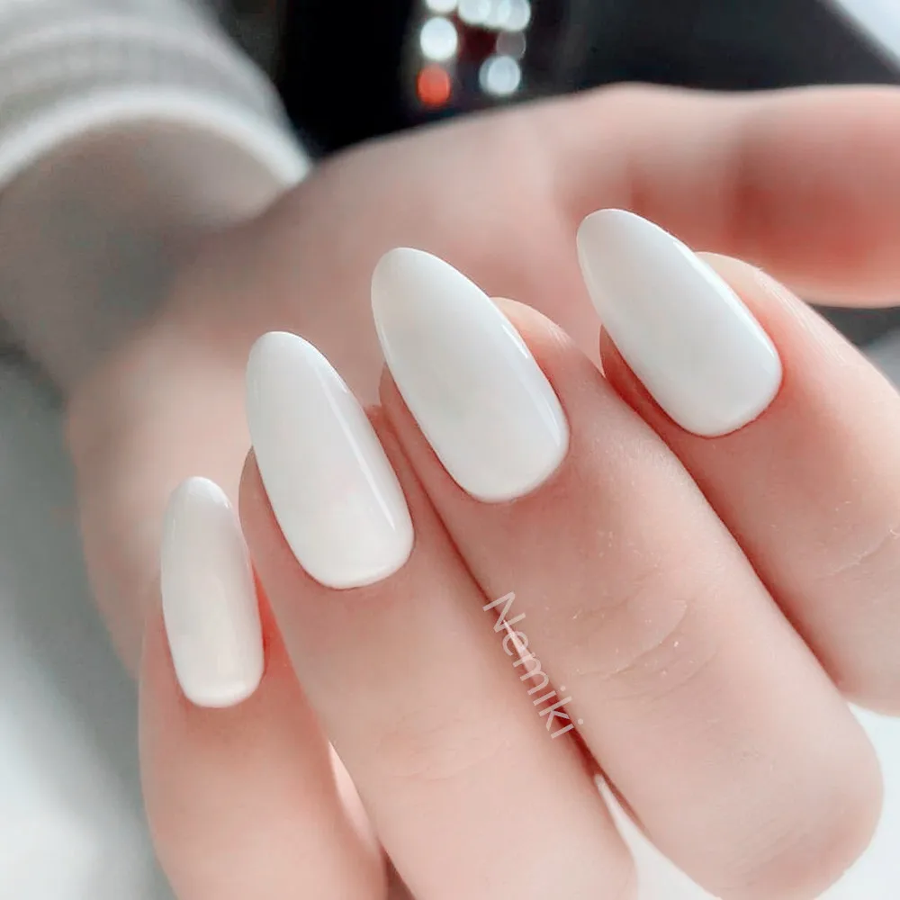 

White Short False Nail Designs Stilettos Woman Press On Fake Nails For Gluing DIY Artificial Finger Tip Manicure Tools