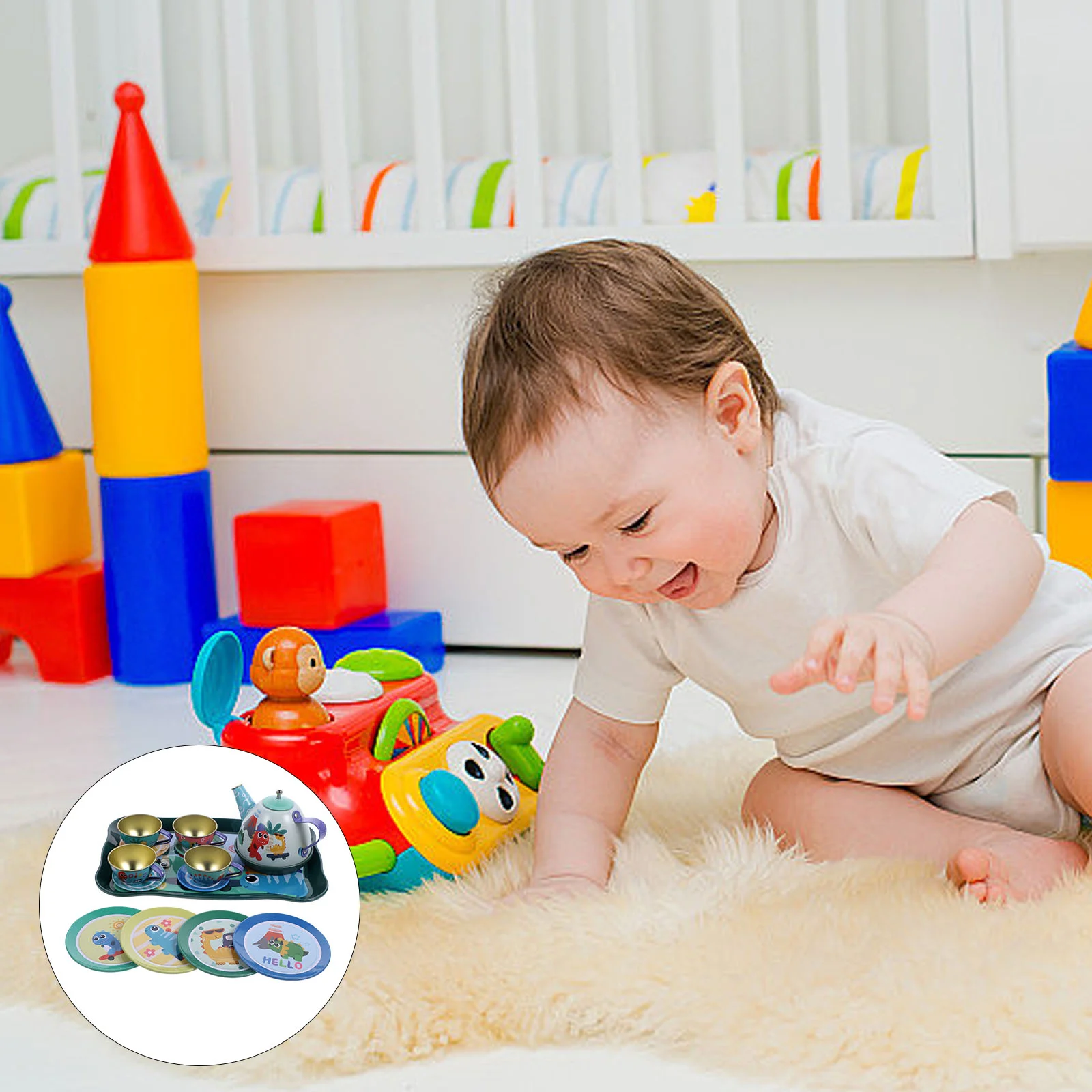 

Play House Tea Set Kids Pretend Toy Little Girl Toys Kitchen Kettle Small Teaware Playset Miniature Children Tin Bagged