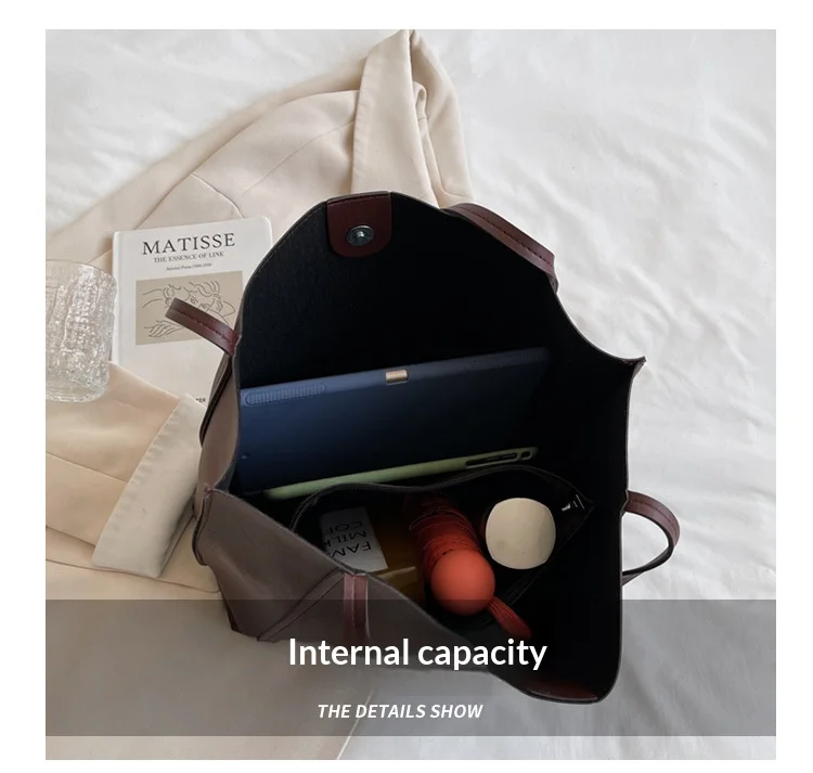 Damen-Tragetasche, modische Unterarmtasche, große Kapazität, weiche PU-Leder-Umhängetasche, Retro-Crossbody-Tasche, lässige tragbare Bucket Bag – Detail 5