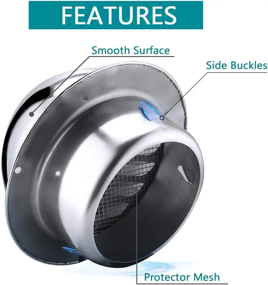 Stainless Steel Wall Ceiling Air Vent Ducting Ventilation Grilles 80/100/120mm Home Office Air Vent air vent grille ventilation grille
