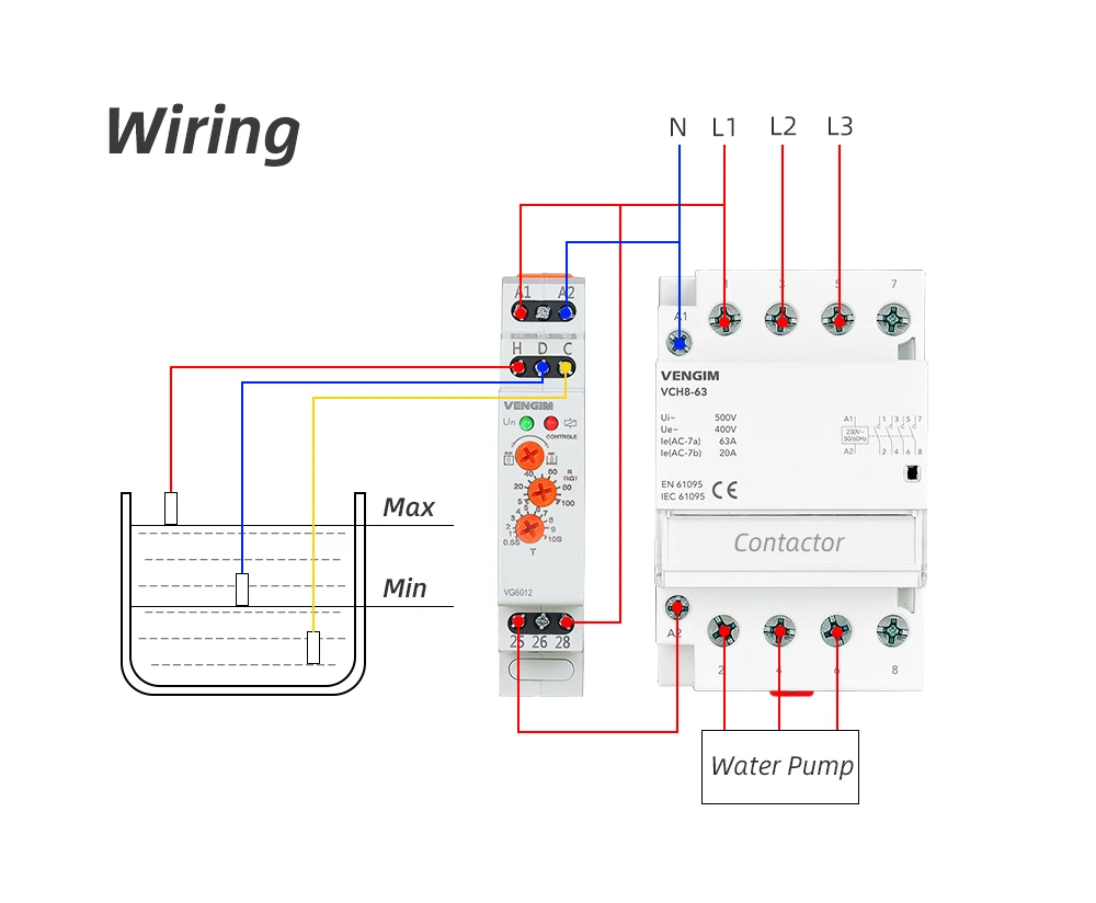 220v do controlador do nível da água de com sensor
