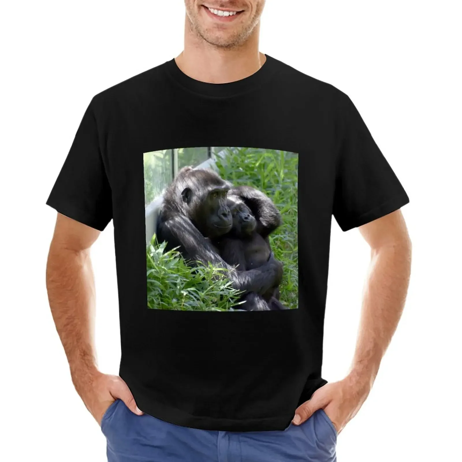 

Gorillas Kibibi and Moke at the National Zoo T-Shirt summer tops Short sleeve tee men clothes