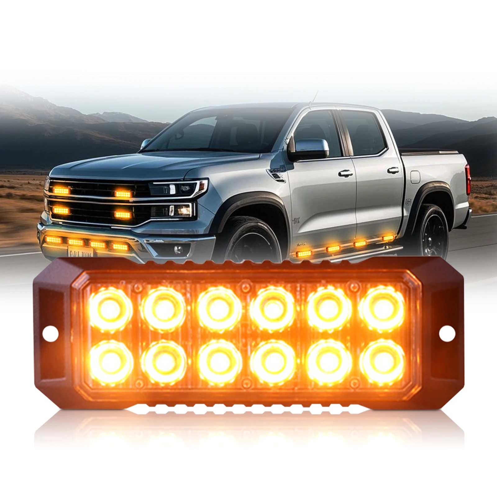 Car Strobe Light 12LED Sync Feature Ultra Slim Surface Mount Universal Grille Strobe Light Emergency Traffic Warning Signal For Car Trailer Truck