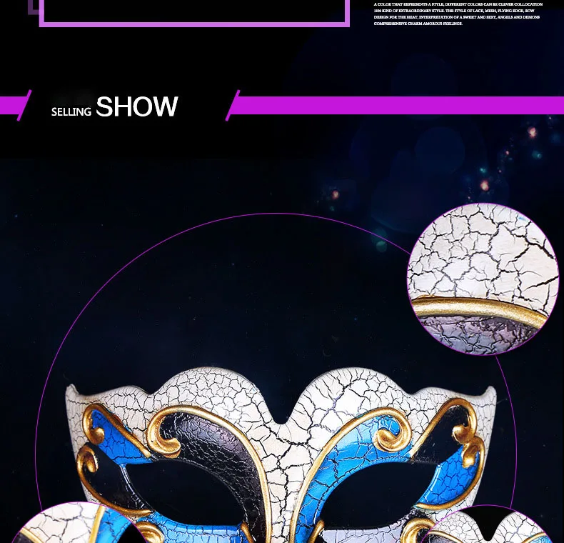 Venezianische Ballmasken Oberes Riss Halbgesicht Maskerade Maske Halloween Mottoparty Cosplay Maske Tanz Make-up Requisiten – Detail 8
