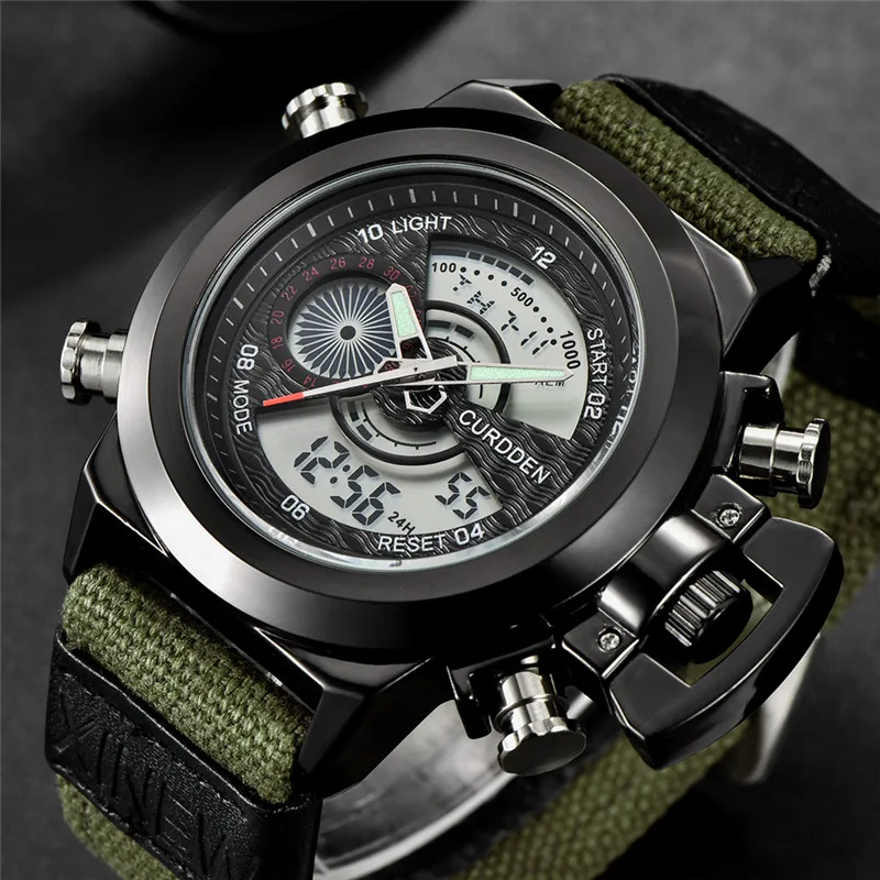 Wholesale 5pcs / lot CURDDEN Brand Men Watches Boys Fashion Nylon Band Sports Military Quartz Watch Reloj Hombre Montre Homme